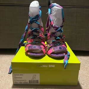 Gianni Bini Abrianna Printed Lace-Up High Heel Sandal 8.5. Firm price